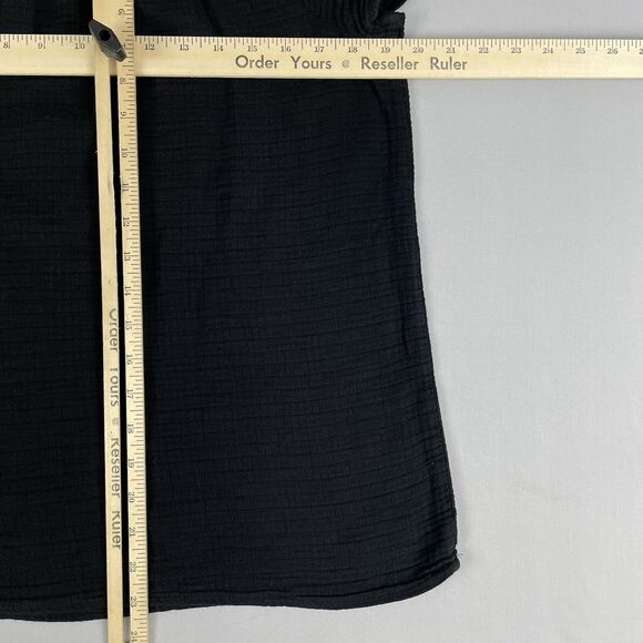 Old Navy Short‎ Sleeve Elastic Gauze Blouse Top Med Black Casual Whimsygoth - Picture 9 of 14